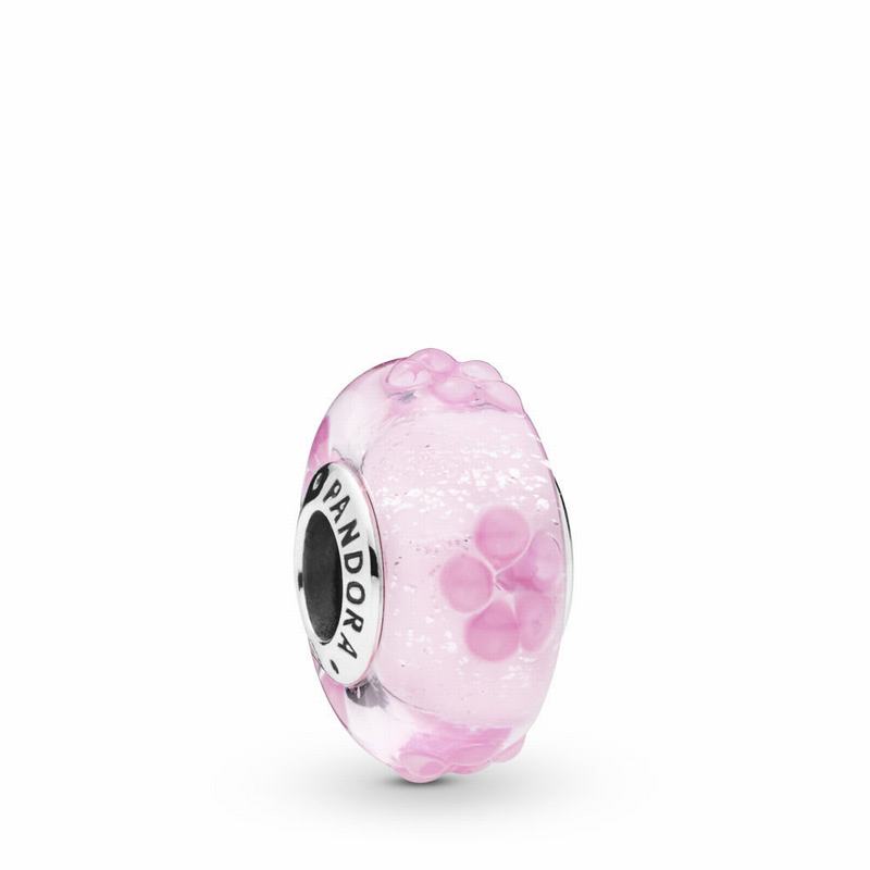 Pandora Pink Flower Glass Charm Clearance NZ, Sterling Silver (530926-TUQ)